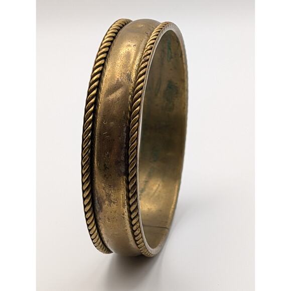 VINTAGE BOHO TRIBAL INSPIRED BRASS BANGLE‎ BRACELET 2 3/4" - Picture 4 of 5